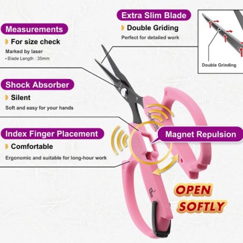 PT15 AUTOMATIC PROFESSIONAL TRIMMING SCISSORS GREEN STRAIGHT-SLIM-35mm