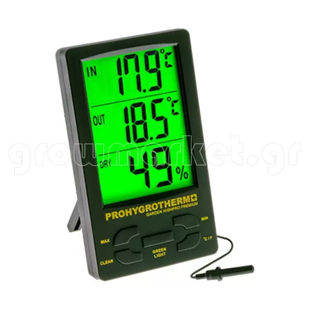 Pro Hygrothermometer Professional Green LED Screen